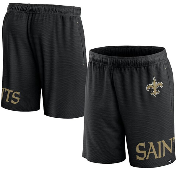 Men's New Orleans Saints Black Shorts - Click Image to Close